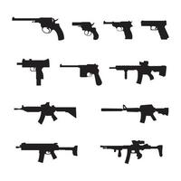 Set of various weapons silhouettes vector