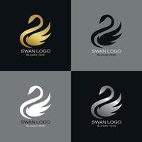 conjunto de logotipos elegantes con diseño de cisne vector
