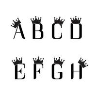 Set of letters from A to H, with crown design vector