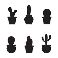 conjunto de siluetas de cactus vector