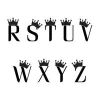 Set of letters from R to Z, with crown design vector