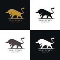 Collection of bull logos in different colors vector