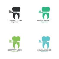 Set of tooth and brush logos in different colors vector