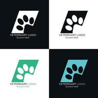 Square logo set with dog footprint design vector