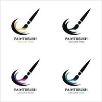 Logo collection of brush silhouettes with colorful splashes vector