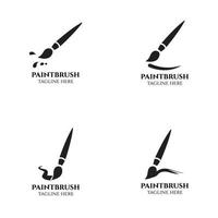 Set of black logos of brushes vector