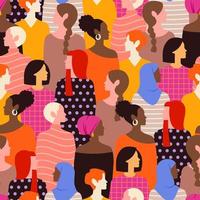 Multiracial Women Seamless Pattern Backgroud vector
