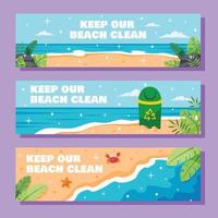 concepto de banner de limpieza de playas vector