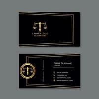 Lawyer business card with designs and golden logo vector