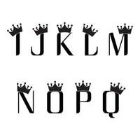 Set of letters from I to Q, with crown design vector