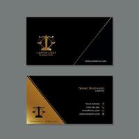 Black lawyer business card with logo and golden shapes vector