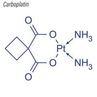 fórmula esquelética vectorial de carboplatino. molécula química del fármaco. vector