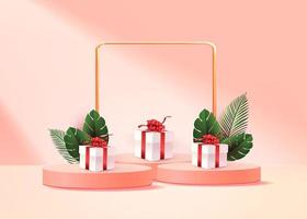 3d background products display podium scene with geometric platform stand to show cosmetic products. Stage showcase on pedestal display studio