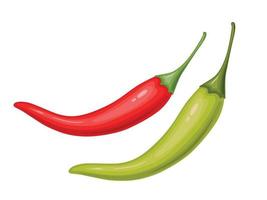 Green and hot chili pepper. Mexican traditional food. vector