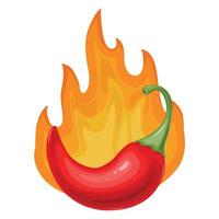 pimiento picante rojo en llamas. comida tradicional mexicana. vector