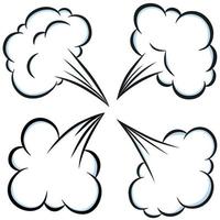 Comic style speed element set. Bad smell smoke cloud isolated on white background. vector