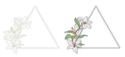 lily flower frame with triangle border vector