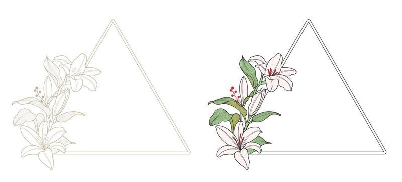lily flower frame with triangle border