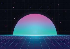retro with moon and neon decorations around it vector