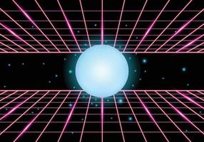 retro planet with pink and neon pink decoration vector