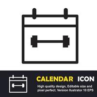 Illustration of a calendar icon for a sports activity schedule, gym, lifting weights. vector