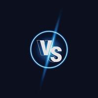 icon versus with sparking light and blue neon vector