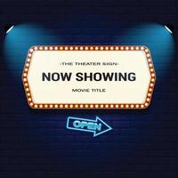 Retro Cinema with Sparking Blue Color and Blue Neon vector