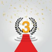 podium with red carpet and golden convetty decoration vector