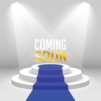 Coming Soon with Realistic Podium Stage and White Lamps vector