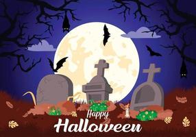 tarjetas de halloween con murciélagos y lápidas que las decoran vector