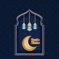 fondo elegante para ramadan kareem en azul y dorado vector
