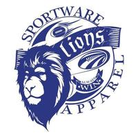 sportware lions clothing classic t-shirt.puede usarse para estampado de camisetas, estampado de tazas, almohadas, diseño de estampados de moda, ropa para niños, baby shower, saludo y postal. diseño de camiseta vector