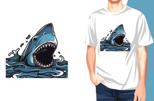 camiseta de mordedura de tiburón. Puede usarse para imprimir camisetas, imprimir tazas, almohadas, diseño de estampados de moda, ropa para niños, baby shower, saludo y postal. diseño de camiseta vector