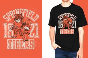 Springfield Tiger T Shirt.Can be used for t-shirt print, mug print, pillows, fashion print design, kids wear, baby shower, greeting and postcard. t-shirt design vector