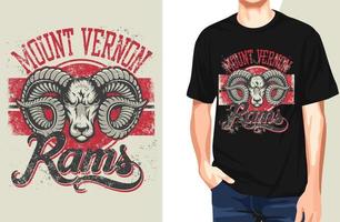 Mount Vernon Rams T Shirt. Puede usarse para estampado de camisetas, estampado de tazas, almohadas, diseño de estampado de moda, ropa para niños, baby shower, saludo y postal. diseño de camiseta vector