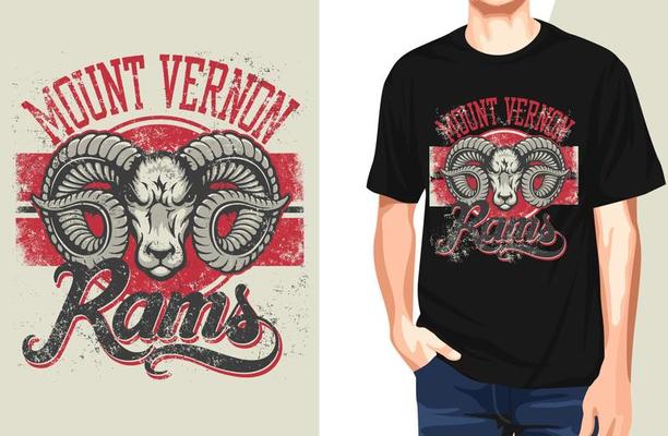 Mount Vernon Rams T Shirt.Can be used for t-shirt print, mug print, pillows, fashion print design, kids wear, baby shower, greeting and postcard. t-shirt design