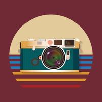 camera with sunset and red background vector