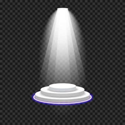 podium with white spotlights and gray stage