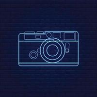 Neon Camera with Blue Brick with Sparking Color vector