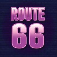 Route 66 with Pink Neon and Sparking Color vector