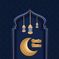 Elegant background for Ramadan Kareem in Blue and gold vector