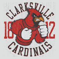 Clarksville 1812 Cardinals T Shirt.Can be used for t-shirt print, mug print, pillows, fashion print design, kids wear, baby shower, greeting and postcard. t-shirt design vector