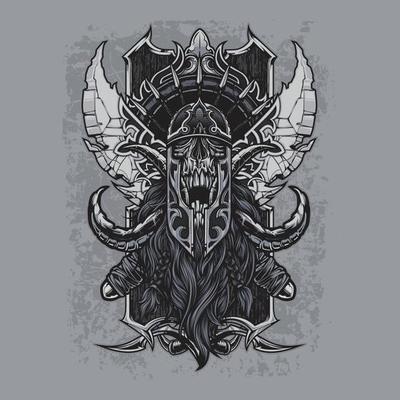 Viking Skull T shirt design.Can be used for t-shirt print, mug print, pillows, fashion print design, kids wear, baby shower, greeting and postcard. t-shirt design