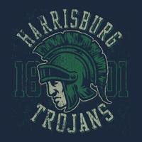 harrisburg 1801 trojans t shirt.puede usarse para estampado de camisetas, estampado de tazas, almohadas, diseño de estampados de moda, ropa para niños, baby shower, saludo y postal. diseño de camiseta vector