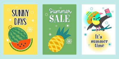 A set of summer bright, colorful, vector posters.