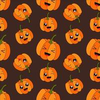 Pumpkins seamless patterns fanny emojis vector