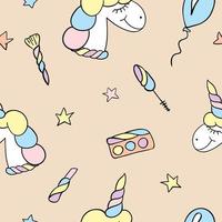 Cute kids seamless pattern with cartoon unicorns vector