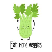 Cute funny character isolated. Vegan slogan motivation. Eat veggies plants. Healthy lifestyle. vector