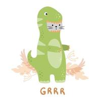 vector cat in suits dinosaur cartoon childish illustration in bright colors