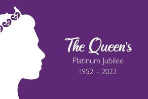 The Queen's Platinum Jubilee celebration banner with side profile of Queen Elizabeth in crown 70 years. Ideal design for banners, flayers, social media, stickers, greeting cards. vector
